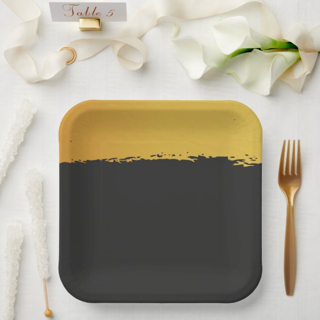 Mitternachtsgoldene Hochzeit Pappteller (Hochzeit)