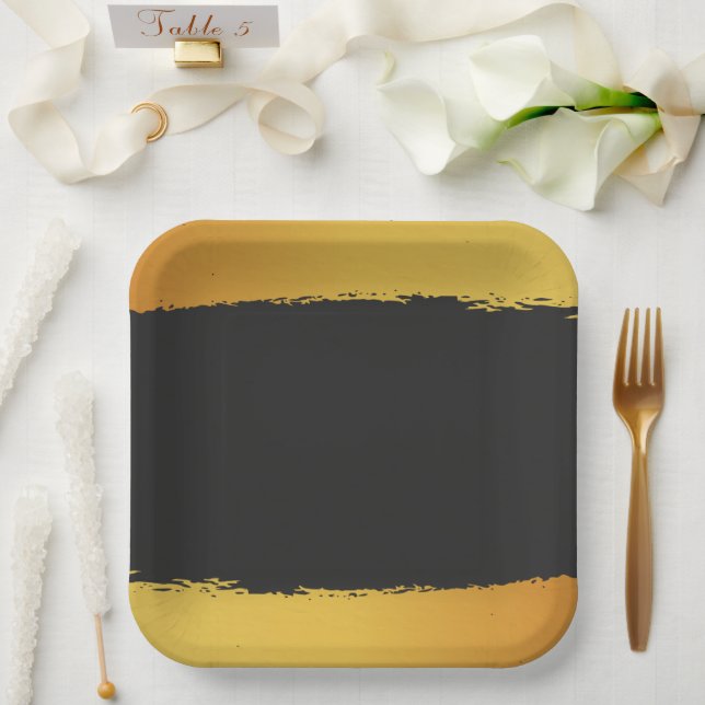 Mitternachtsgoldene Hochzeit Pappteller (Hochzeit)