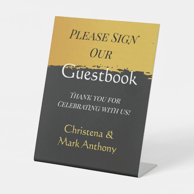 Mitternachtsgoldene Hochzeit - Schild Unser Gästeb (Vorderseite)