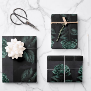 MitternachtsJungle Black Blume Power Geschenkpapier Set