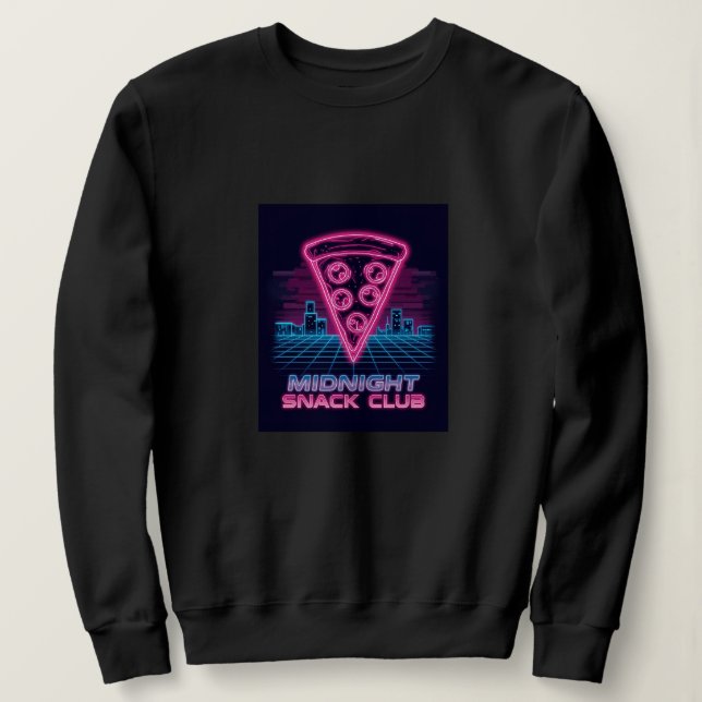 Mitternachtsklub Neon Synthwave Pizza Slice Sweatshirt (Design vorne)