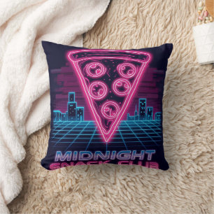 Mitternachtsklub Neon Synthwave Pizza Slice T Kissen