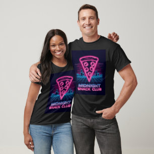 Mitternachtsklub Neon Synthwave Pizza Slice T T-Shirt