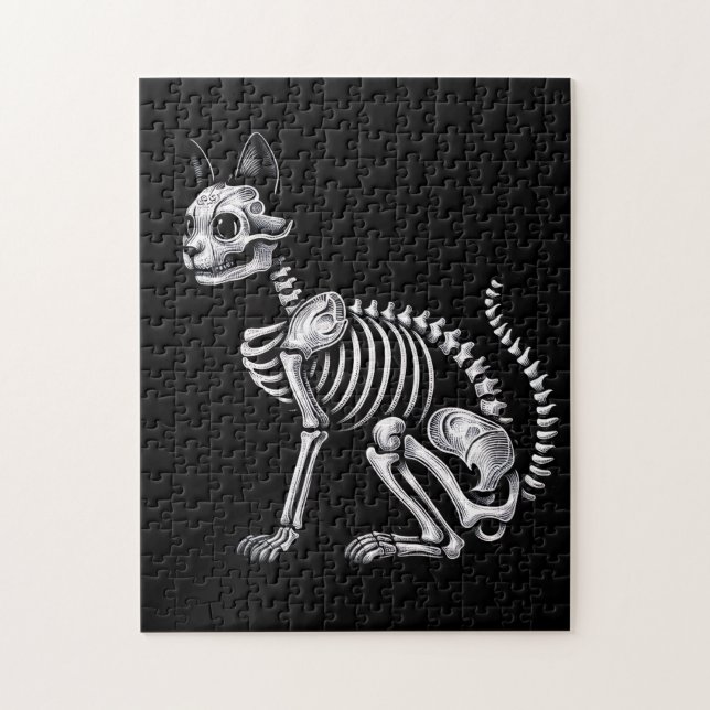Mitternachtsknochen: Skelettkatze Puzzle (Vertikal)