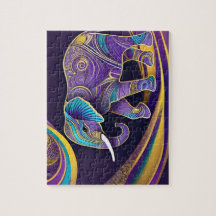 Mitternachtsmagie: Lila & Gold Elefant