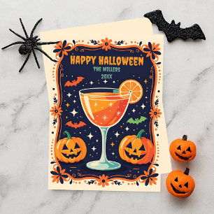 Mitternachtsmagie Retro Cocktail Halloween Spooky Feiertagskarte