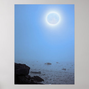 Mitternachtsmond Arktis, Svalbard Poster