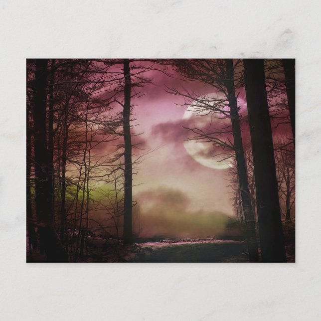 Mitternachtsmond - Rot Postkarte (Vorderseite)