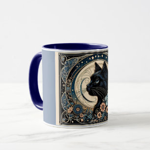 Mitternachtsmuse in einem Blütenmondrahmen Tasse