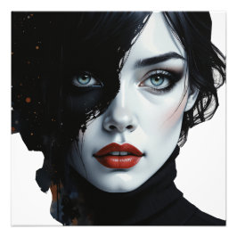 Mitternachtsmuse - Schwarzweißportrait Fotodruck