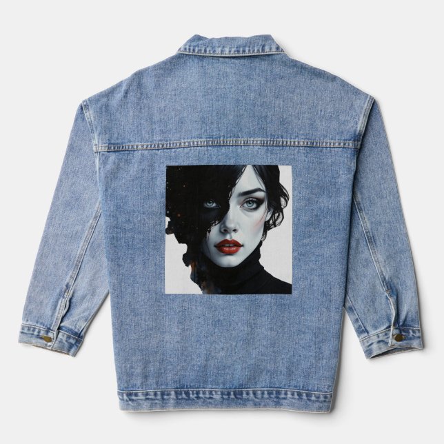 Mitternachtsmuse - Schwarzweißportrait Jeansjacke (Rückseite)