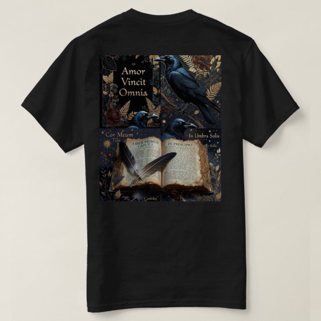 Mitternachtsnavi-Design mit darauf sitzenden Raben T-Shirt (Design Rückseite)