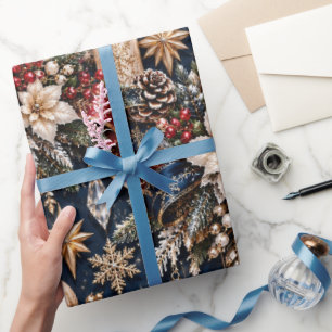 Mitternachtsnavy Luxus Weihnachten Geschenkpapier