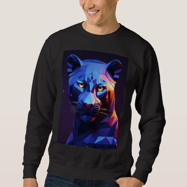 "Mitternachtspanther: Vector Geometrische Kunst" Sweatshirt (Vorderseite)