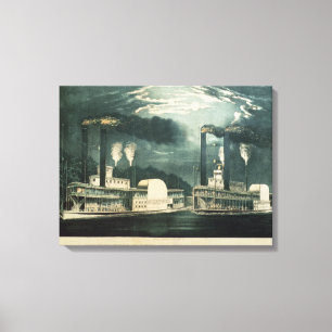 Mitternachtsrennen auf dem Mississippi, 1875 Leinwanddruck