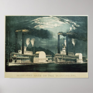 Mitternachtsrennen auf dem Mississippi, 1875 Poster