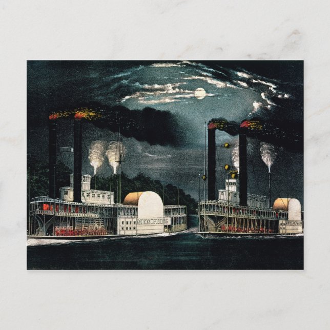 Mitternachtsrennen auf dem Mississippi Postkarte (Vorderseite)