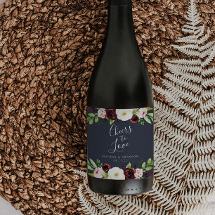 Mitternachtsromane Hochzeit "Cheers to Liebe" Weinetikett