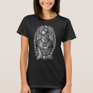 Mitternachtsromanze Katzen Gotische Fensterkunst T-Shirt