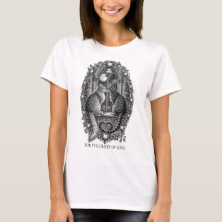 Mitternachtsromanze Katzen Gotische Fensterkunst T-Shirt