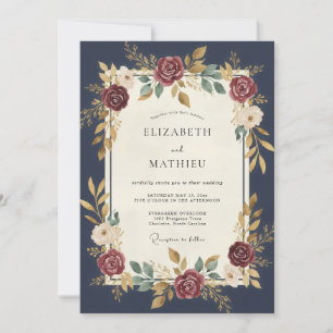 Mitternachtsrote Dahlia-Hochzeit Einladung