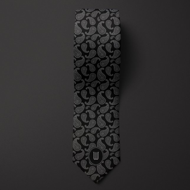 Mitternachtsschwarz Monochrom Paisley Krawatte (Von Creator hochgeladen)