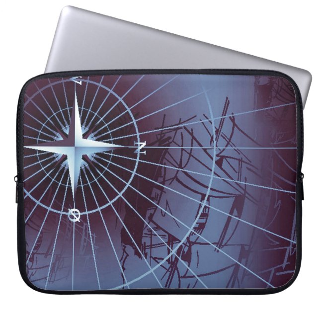 Mitternachtsseekompass-Segelschiffe Laptopschutzhülle (Vorderseite)