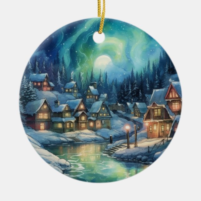Mitternachtssonne Alaska Keramik Ornament (Vorne)