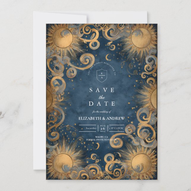 Mitternachtssonne-Himmelhochzeit Save The Date (Vorderseite)