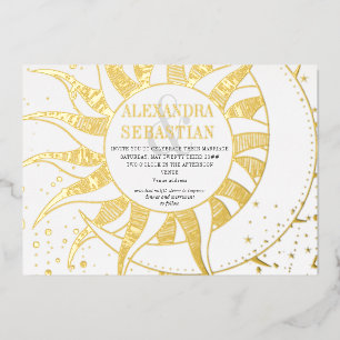 Mitternachtsstars Moon Sun Celestial Wedding Silve Folieneinladung