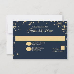 Mitternachtsstars Twinkle Wedding Response RSVP Karte