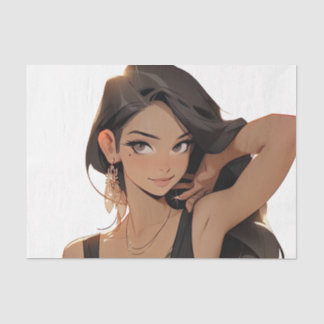 Mitternachtstempo: Sinnliche Anime-Frau in Black D Seidenpapier