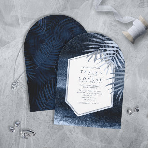 Mitternachtstropische Palmen Moody Blue Arch ID132 Einladung