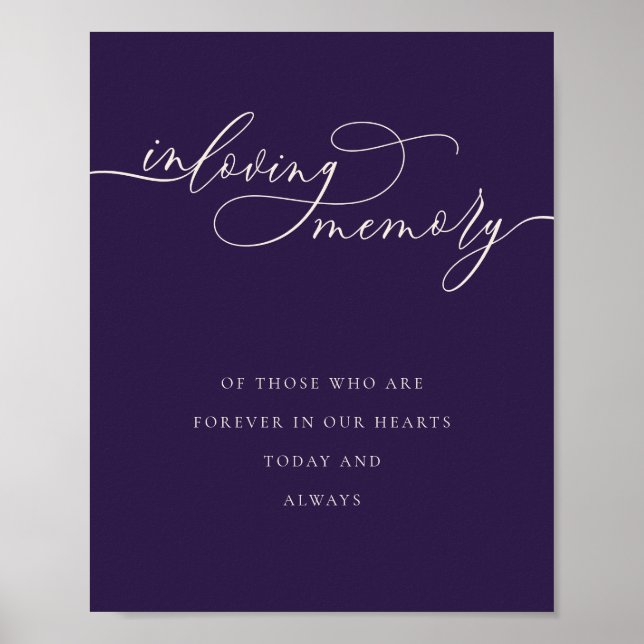 Mitternachtsviolett In Loving Memory Elegant Poster (Vorne)