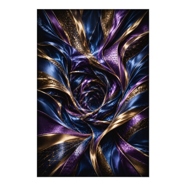Mitternachtsvioletter Luxus-3D-Abstrakt-Vortex-Pos Fotodruck (Vorne)