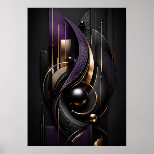 Mitternachtsvioletter Luxus-3D-Abstrakter Poster