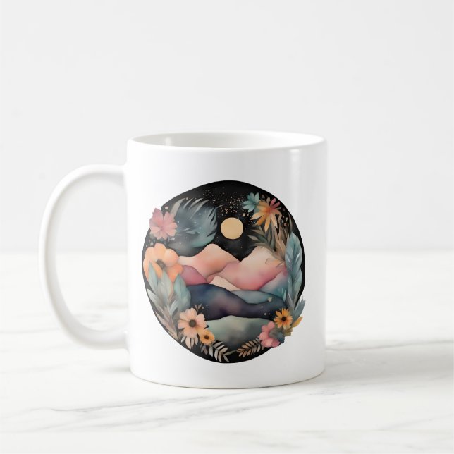Mitternachtswiese: Mondlicht-Blüten Kaffeetasse (Links)