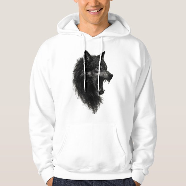Mitternachtswolfkopf Brüllen Hoodie (Vorderseite)
