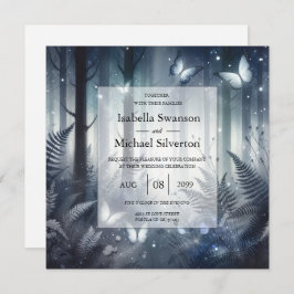 Mitternachtszauberei und Mondlicht-Wings-Hochzeit Einladung