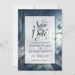 Mitternachtszauberei und Mondlicht-Wings-Hochzeit Save The Date