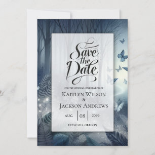 Mitternachtszauberei und Mondlicht-Wings-Hochzeit Save The Date