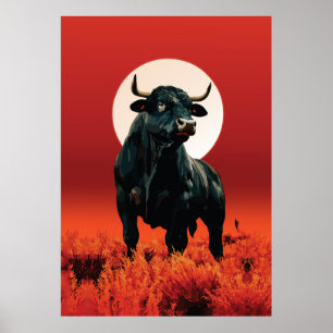 Mitternachtszorn - Majestic Black Bull Under Crims Poster