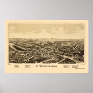Mittineague, MA Panoramic Map - 1889 Poster