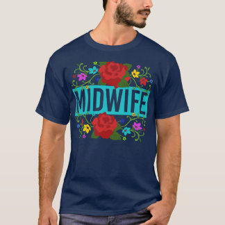Mittlere Blume Doula Schwangerschaft Unterstützung T-Shirt