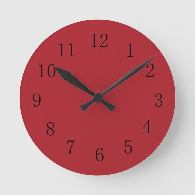 Mittlere dunkle Upsdell Red Kitchen Wall Clock Runde Wanduhr (Vorderseite)