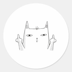 MITTLERE FUSSKATZE RUNDER AUFKLEBER