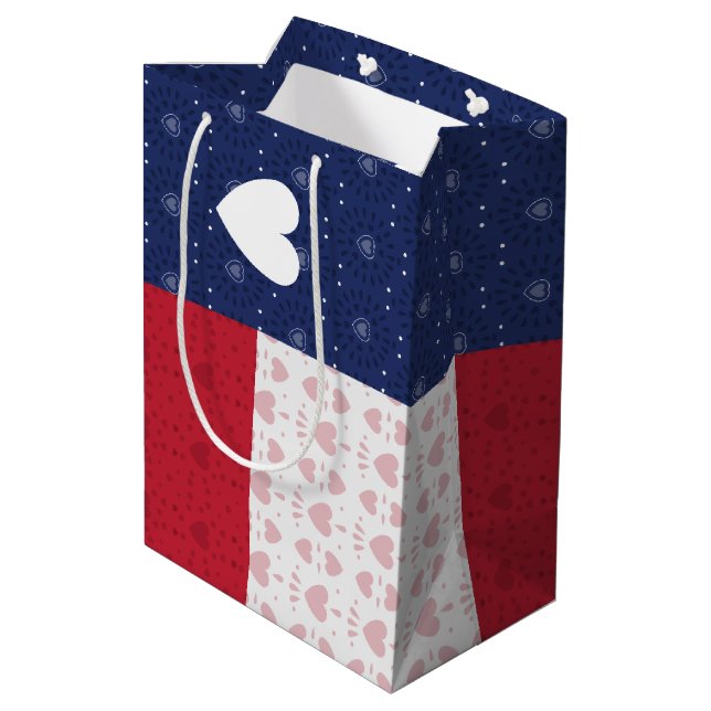 Mittlere Geschenktasche mit Gemusterter texanische Geschenktüte (Rückseite Schrägansicht)