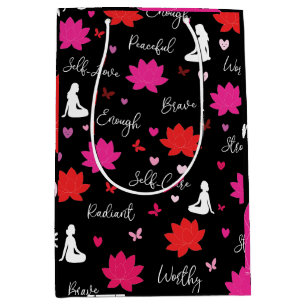 Mittlere glänzende Geschenktasche Lotus-Blumen-A Geschenktüte