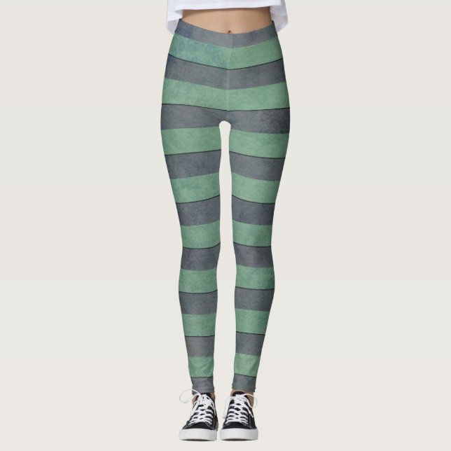 Mittlere grüne und dunkelgraue Leggings (Vorderseite)