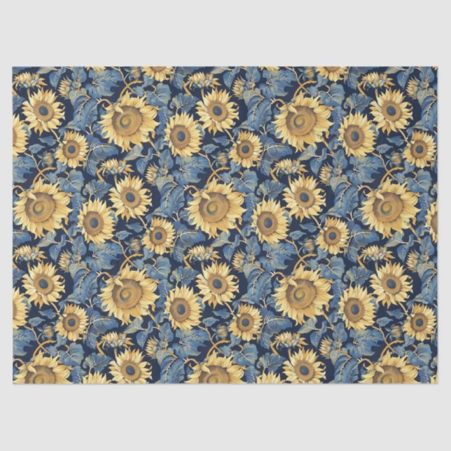 Mittlere Jugendstil-Sonnenblumen - 10lb, 17"x23" Seidenpapier (Vorderseite)
